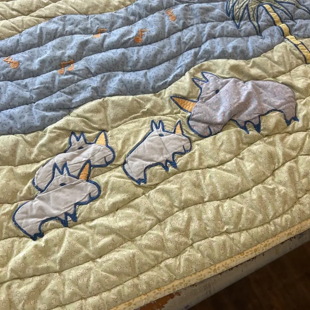 Carters John Lennon Animal Musical Parade Baby Crib Blanket Green Blue Safari B